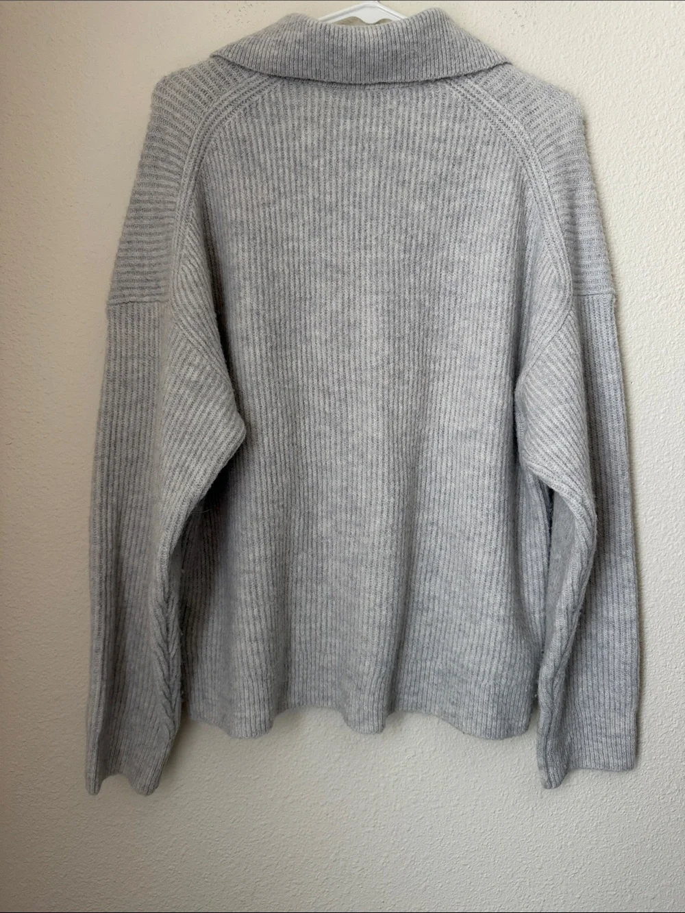 J. Crew Ribbed Merino Wool Blend Quarter Zip Sweater